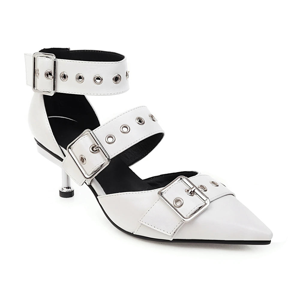 2024 Spring New Women Gladiator Pump Thin High Heels Pointed Toe Ankle Strap Buckle Party Ladies Sandals Shoes Zapatos Mujer