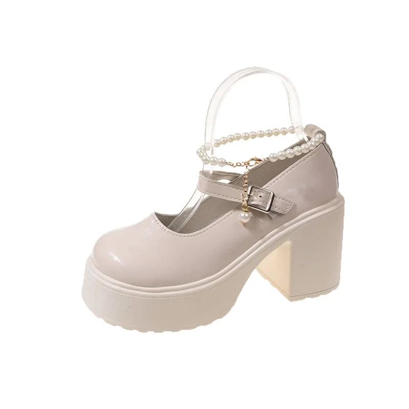 Fashionable White Chunky Platform High Heels Women's 2023 New Autumn/Winter Mary Jane Comfortable Sneakers