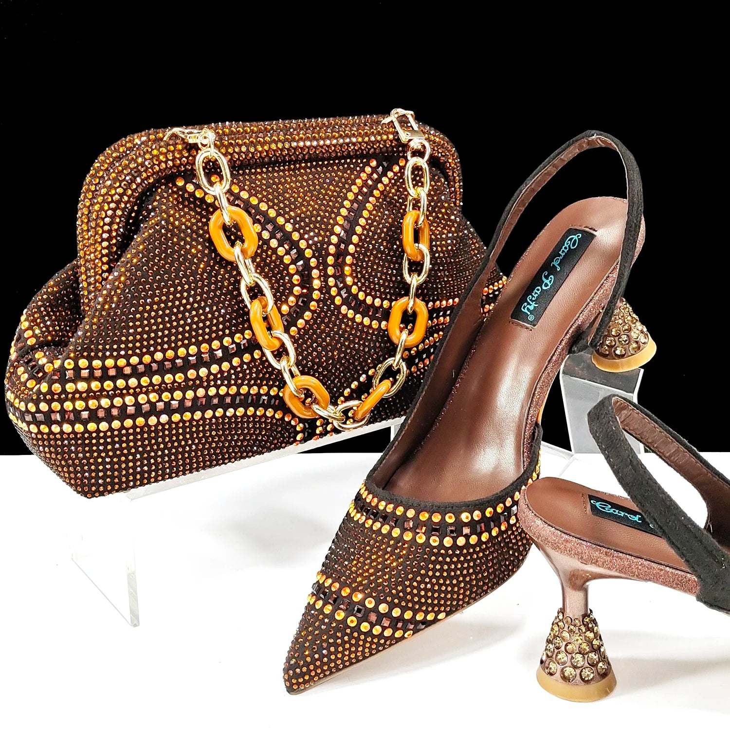 QSGFC 2024 New Designer Specials Italian Women Heels Shoes and Bag Set  Royal Green Color Comfortable With Rhinestone for Party