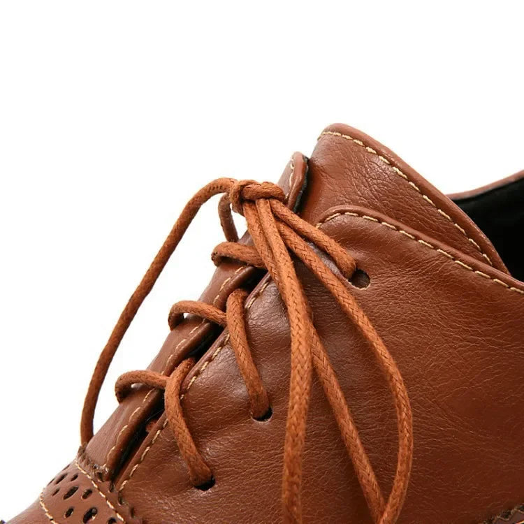 Neu 2023 frauen Pumpen Runde Kappe 5,5 cm Holz Heels Plattform Brogue Student Geschnitzte Retro Lace-Up