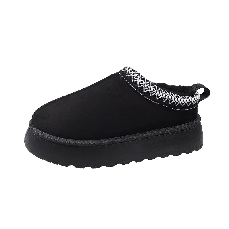 Designer Brand Snow Boots Winter New Women Cashmere Warm Thick Soles Without Heel-covered Cotton Shoes Female Chelsea Boots