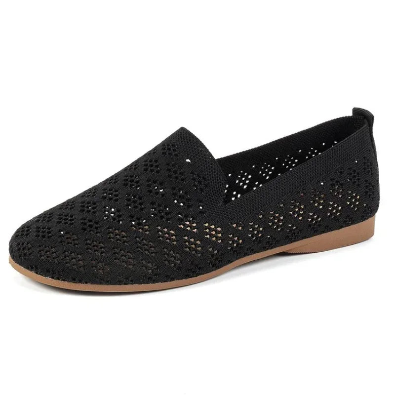 Summer Mesh Fabrics Breathable Flats Women Shoes Ventilate Lace Leisure Loafers Mom Shoes Comfort Casual Light Sneakers