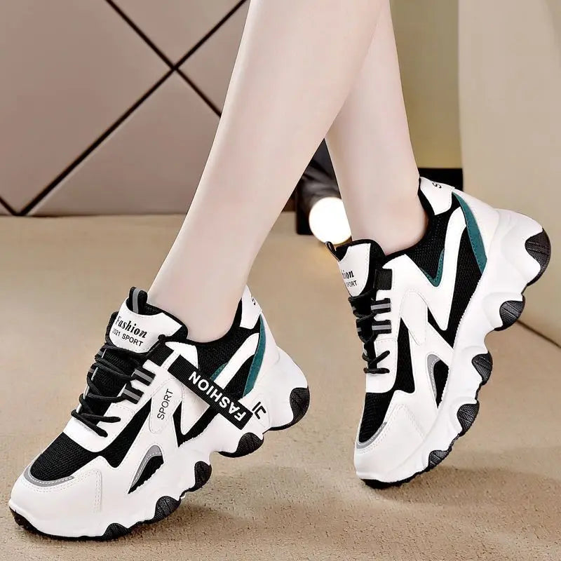 Zapatillas Mujer Sneakers Trendy Mesh Platform Sneakers Leather Shoes Breathable Socofy Casual Sports Shoes Women Flats2024