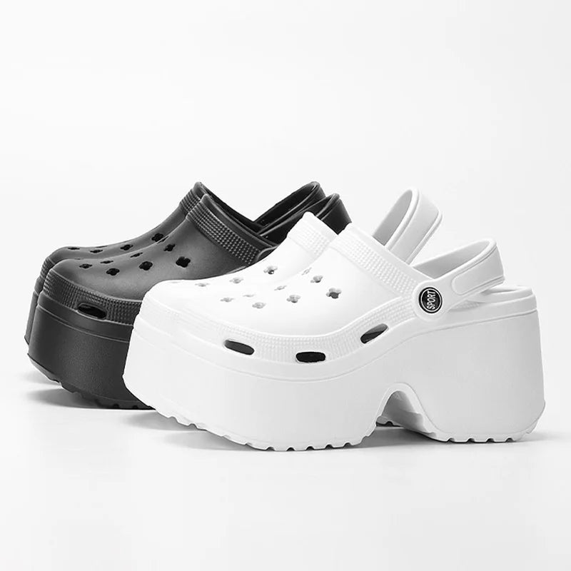 Mules compensées à talons super hauts pour femmes, sandales à plateforme épaisse pour femmes, pantoufles d'été à semelle épaisse pour la plage, nouvelle collection 2024