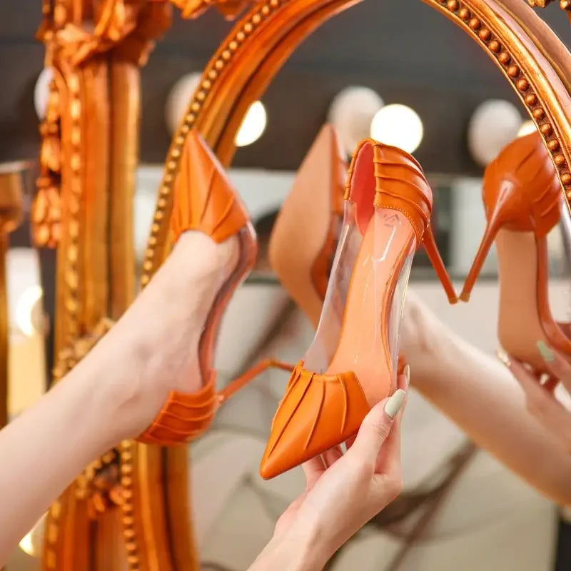 Auf Stöckelschuhe für Frauen Schwarz Transparent Dünne Absätze Pumps Spitzschuh Hohe Aprikose Frau Schuhe Qualität mit Komfort
