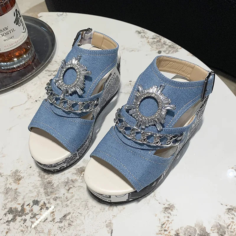 Sandals Women Summer Peep Toe Wedges Heeled Platform Shoes Casual Ladies Outdoor Slippers Beach Shoes Fashion Slides Sandalias