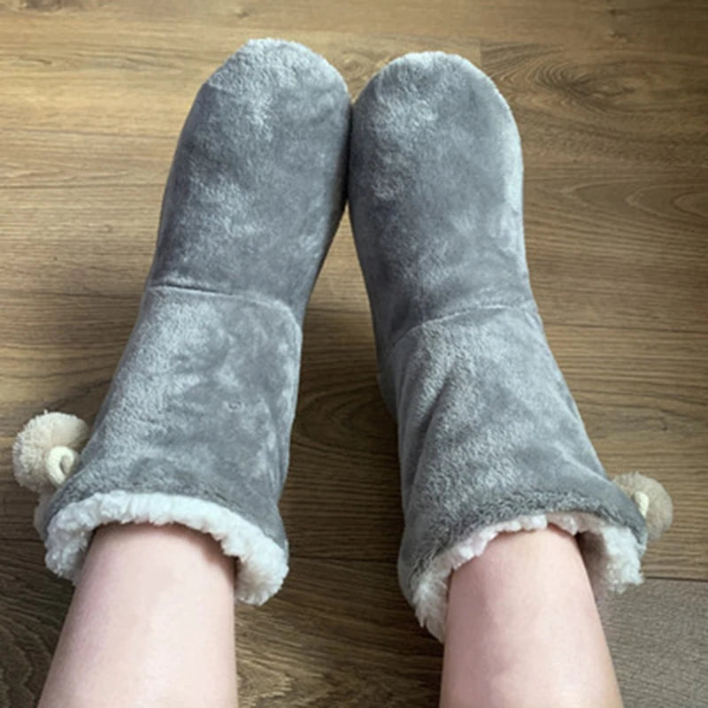 Winter Adult Men And Women Thick Warm Floor Shoes High Tube Non-Slip Indoor Cotton Shoes Plush Home Slippers Shoes Women