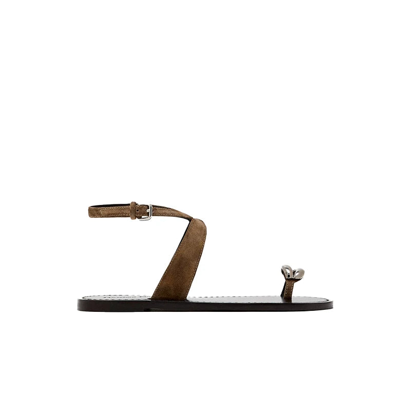 MOOQDAAX 2024 Summer New Fashion Versatile Roman Sandals French Retro Flat Sandals For Women shoes for women  women sandals