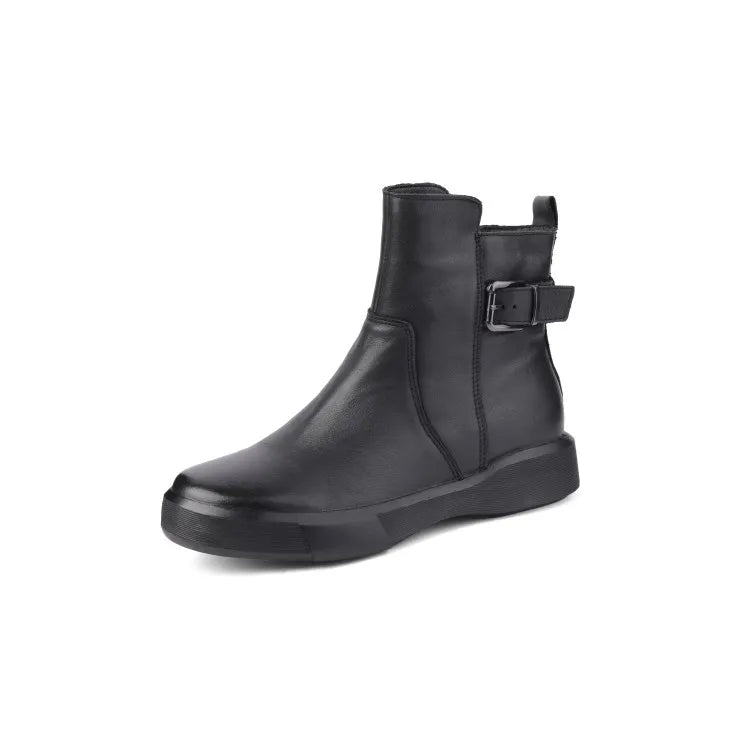 2024 New Retro Boots for Women Autumn Winter Women's Shoes PU Leather Casual Flat Ankle Boots Female Platform Short Boots