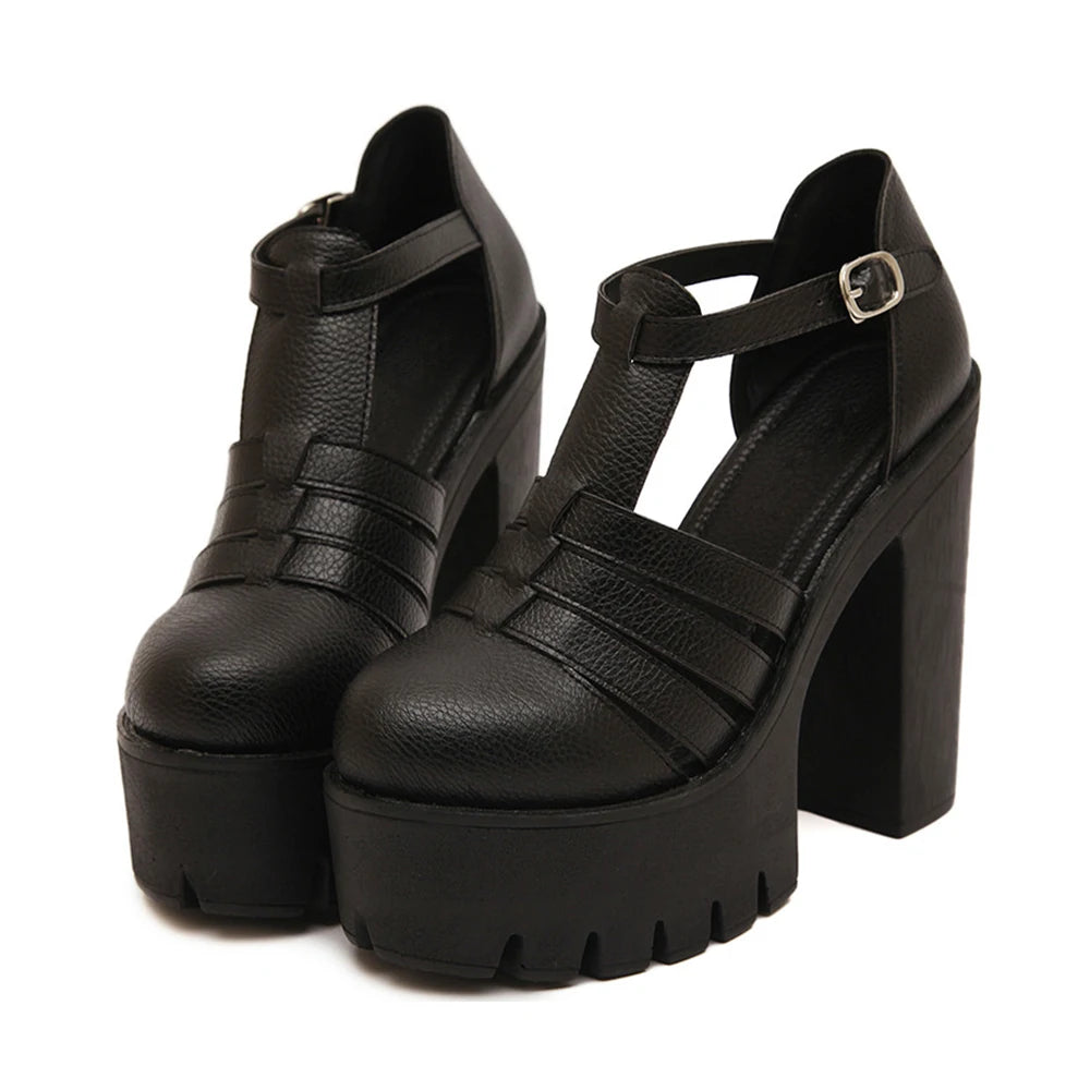 Gdgydh Women's Block Heeled Sandals Comfy Closed Toe Ankle Buckle Strap Heels Women's Gladiator Platform Sandals Party Shoes