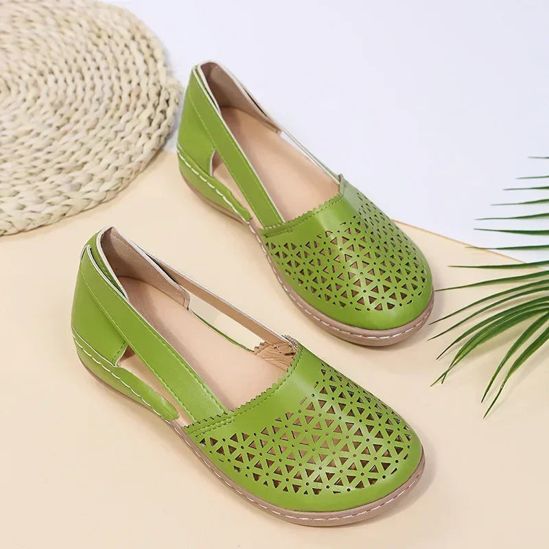 European and American Women's Shoes Round Toe Wedge Heel Large Flat Bottom Women's Sandals  zapatos de mujer 2024