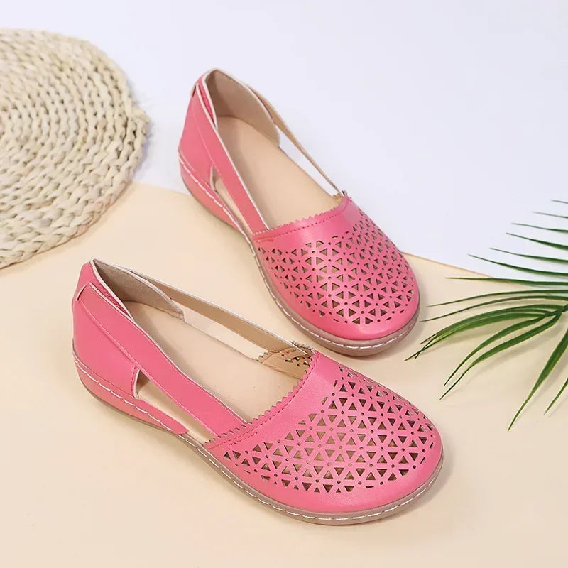 European and American Women's Shoes Round Toe Wedge Heel Large Flat Bottom Women's Sandals zapatos de mujer 2024