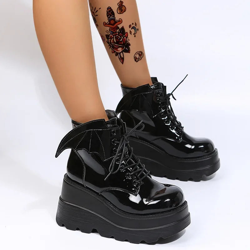 Platform Women Boot Autumn Newpersonalized Gothic Women Shoe High Heel Ankle Boot Handsome Large43 Motorcycle Boot Botas Mujer
