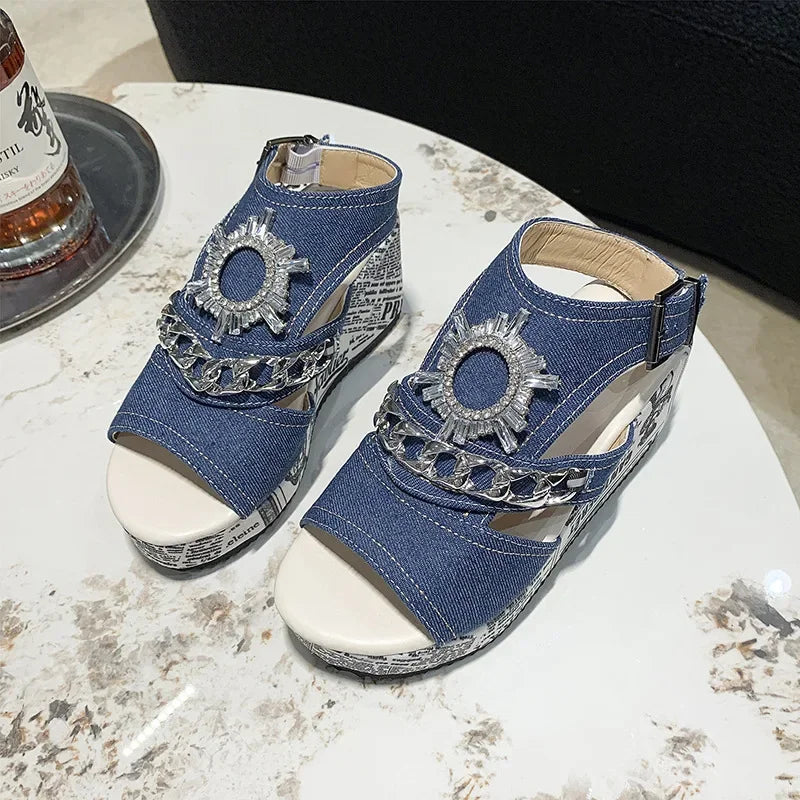 Sandals Women Summer Peep Toe Wedges Heeled Platform Shoes Casual Ladies Outdoor Slippers Beach Shoes Fashion Slides Sandalias