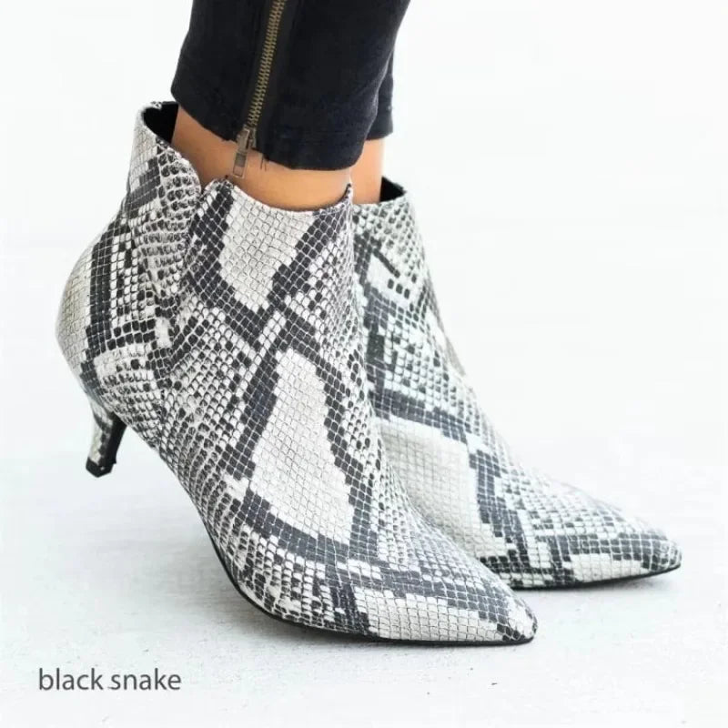 Botas Neue Damen Stiefeletten Leopard Damen Spitzschuh Damen Klobige High Heel Damenschuhe Damenschuhe Plus Size43 Damenstiefel