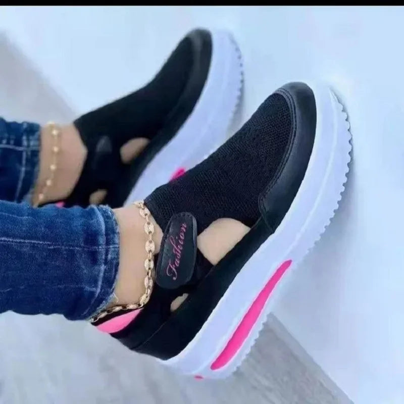 Summer New Women Mesh Breathable Thick Bottom Casual Sport Shoes Plus Size 43 Non Slip Sandals Woman Vulcanize Shoes Sneakers