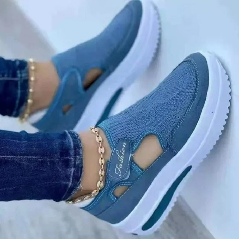 Summer New Women Mesh Breathable Thick Bottom Casual Sport Shoes Plus Size 43 Non Slip Sandals Woman Vulcanize Shoes Sneakers