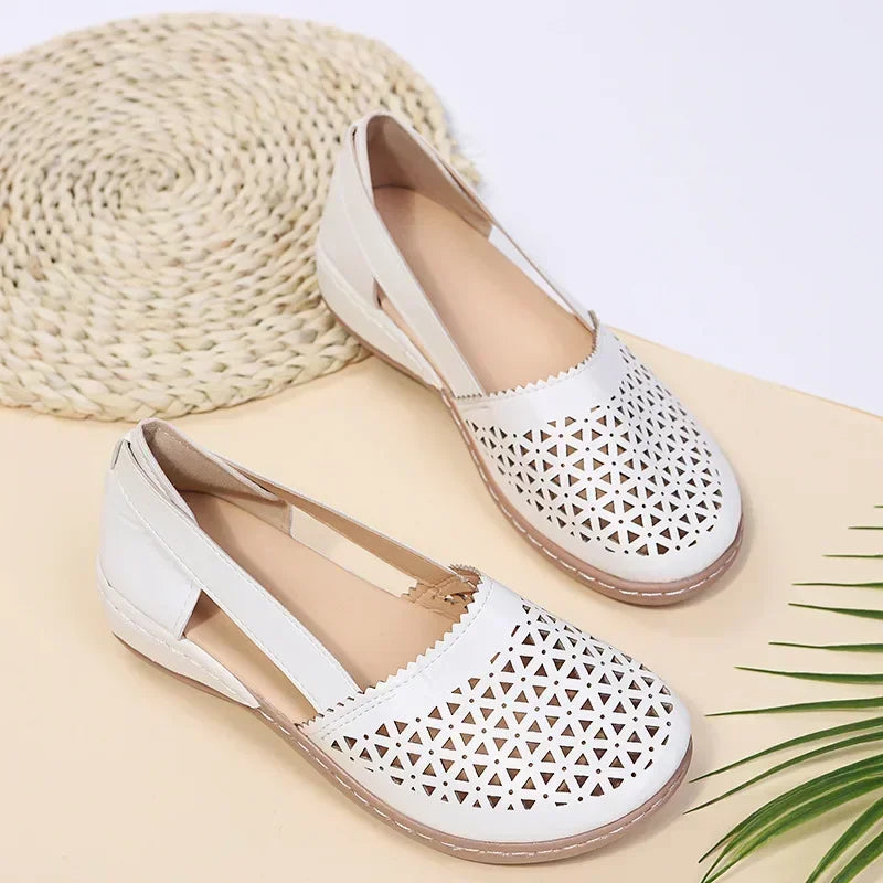 European and American Women's Shoes Round Toe Wedge Heel Large Flat Bottom Women's Sandals  zapatos de mujer 2024