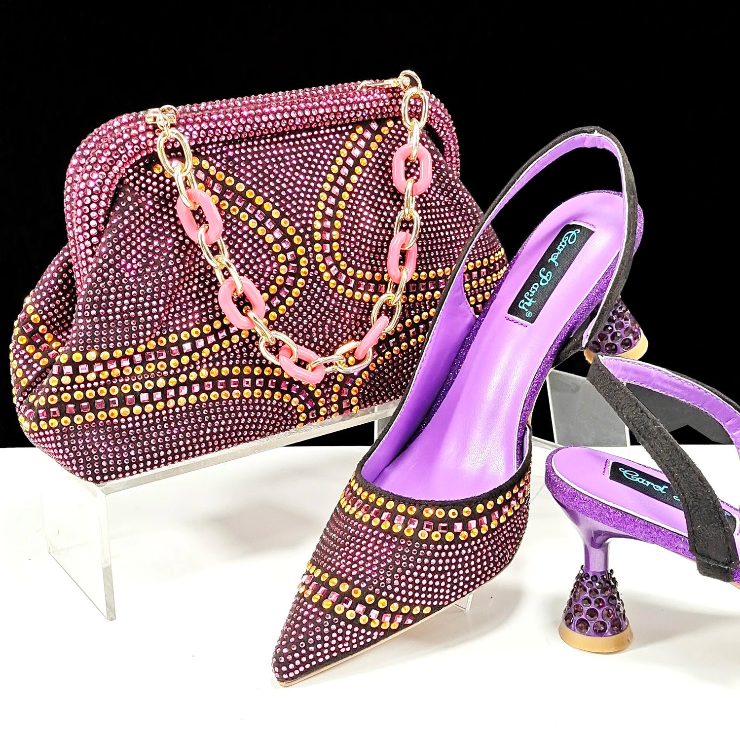 QSGFC 2024 New Designer Specials Italian Women Heels Shoes and Bag Set  Royal Green Color Comfortable With Rhinestone for Party