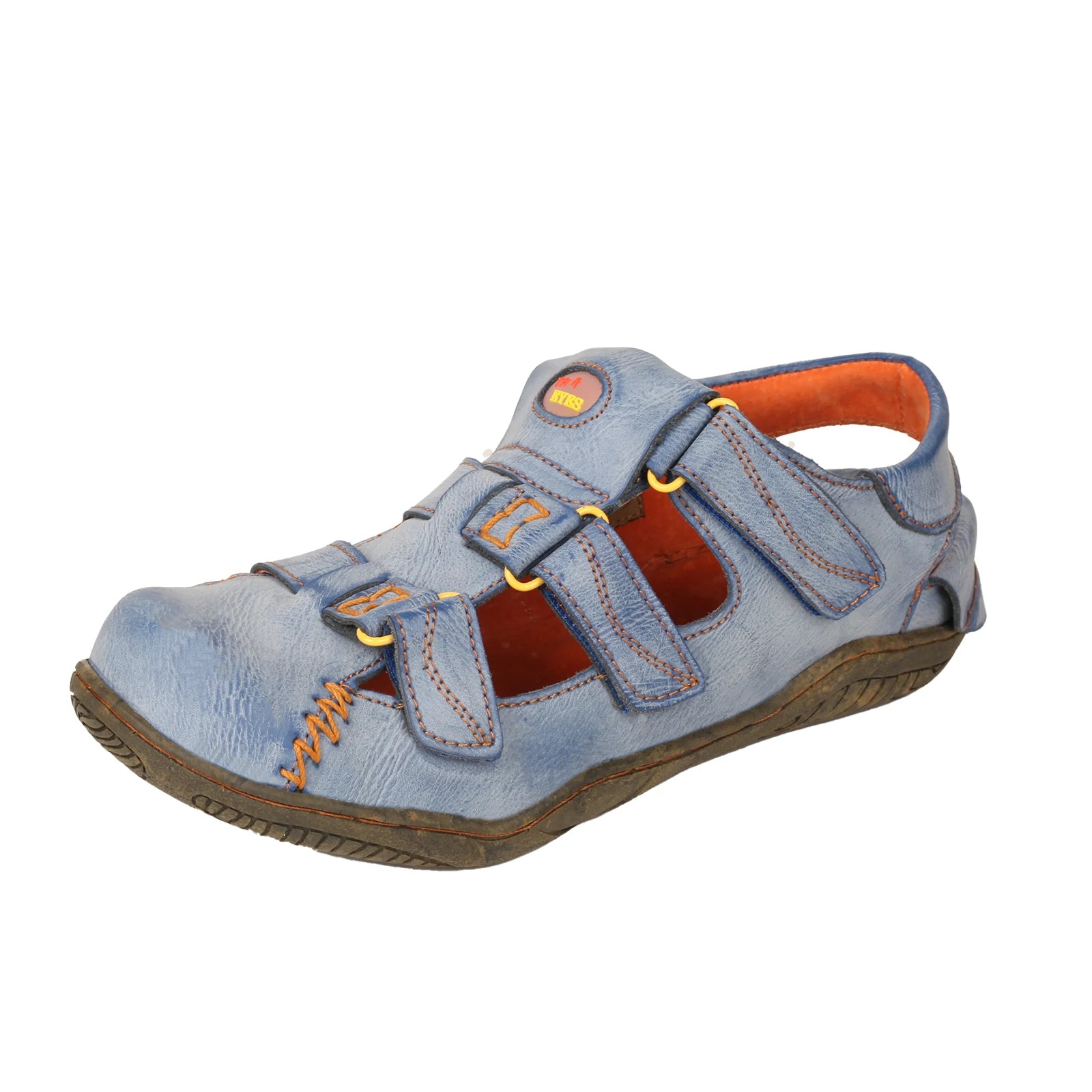 TMA EYES Women's Hook and Loop Closed-Toe Leather Sandal