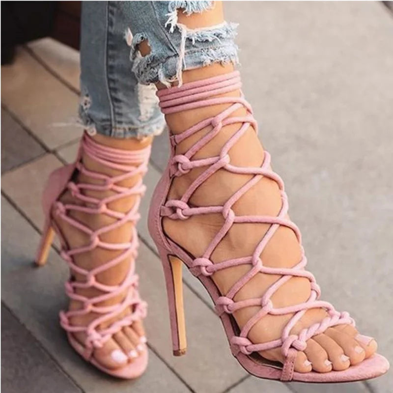 Mode Cross Strap Open Toe Damen Sandalen Pumps Schuhe Damen Sandalen Sexy High Heels Schuhe