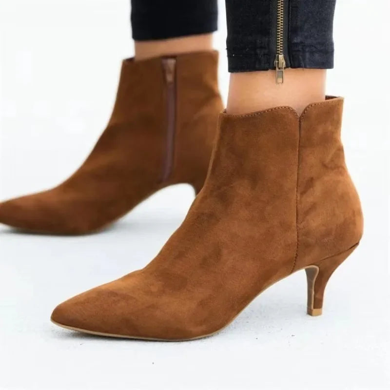 Botas Neue Damen Stiefeletten Leopard Damen Spitzschuh Damen Klobige High Heel Damenschuhe Damenschuhe Plus Size43 Damenstiefel