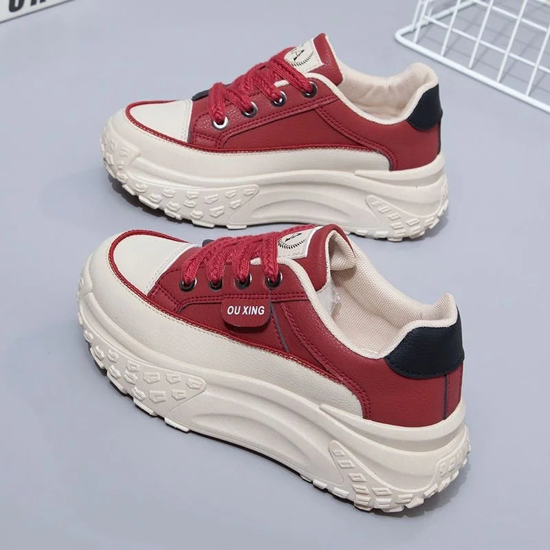 Neue Retro Damenschuhe Frühjahr Plateauschuhe Casual Sneakers Vielseitige Modedesignerschuhe Hochwertige Damen Sneakers