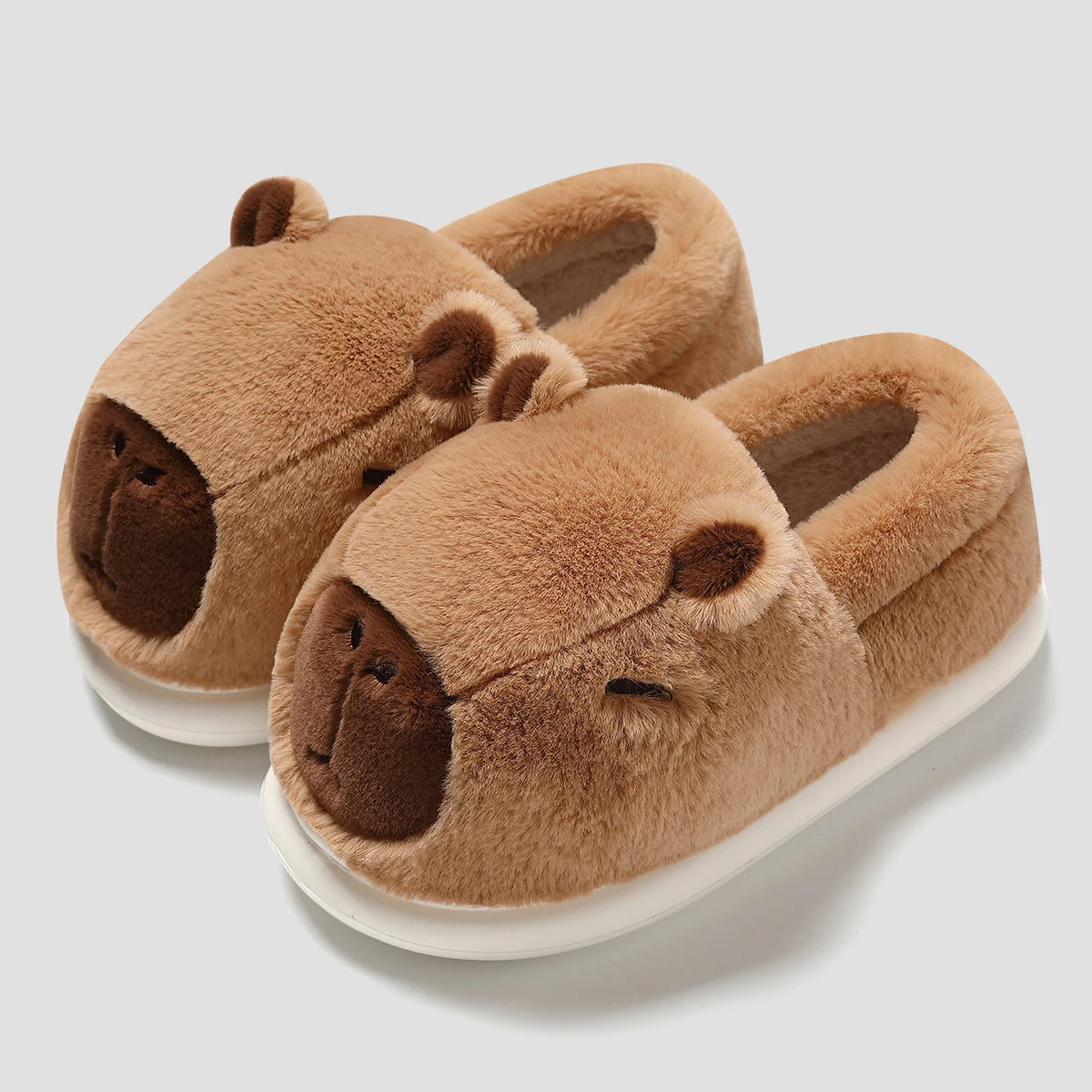 Chaussons d'hiver chauds en peluche 3D motif capybara pour femme, chaussures en coton, épaisses et moelleuses, idéales pour la maison ou le couple