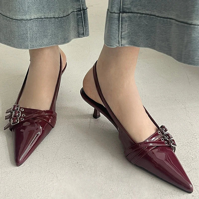 Neue Damen Schuhe High Heels Frauen Sandalen Frühling Sommer Spitz Party Schuhe Mode Schnalle Weibliche Schuhe Pumps