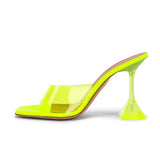 Pantoufles transparentes en PVC pour femmes, style étoile, à bout carré, à talons hauts, chaussures d'été