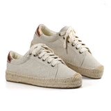 Women's Espadrille Work Shoes 2021 Real Sapatos Platform Cotton Fabric Lace-up Round Toe Solid Woman Espadrilles New Sports