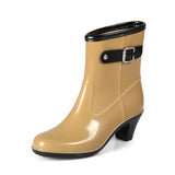 Spring/Autumn High-heeled Ankle Shoes Women Fashion Rain Boots Women Waterproof High Rainboots Slip Glass with Water Boots