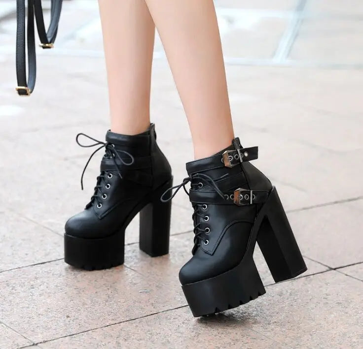 2025 Autumn new 14 cm thick with super high heel  boots sexy nightclub catwalk short boots casual knight boots