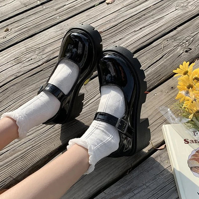 Shoes Lolita Shoes Women Japanese Style Mary Jane Shoes Women Vintage Girls High Heel Platform Shoes College Student Size 40