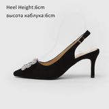 Pompes pour femmes Mode Dames Talons Hauts en Strass Chaussures en Cuir Souple Talons Chaussures Femme Bout Pointu Antidérapant Marque Grande Taille DE