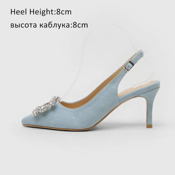Pompes pour femmes Mode Dames Talons Hauts en Strass Chaussures en Cuir Souple Talons Chaussures Femme Bout Pointu Antidérapant Marque Grande Taille DE