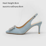 Pompes pour femmes Mode Dames Talons Hauts en Strass Chaussures en Cuir Souple Talons Chaussures Femme Bout Pointu Antidérapant Marque Grande Taille DE