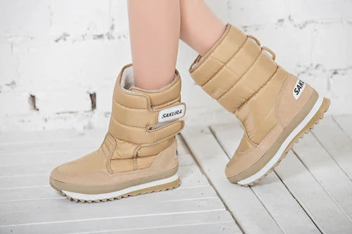 Bottes de neige chaudes pour femmes, marque tendance, hiver 2024, violet, chaussures plates, blanc, rouge, noir, jaune