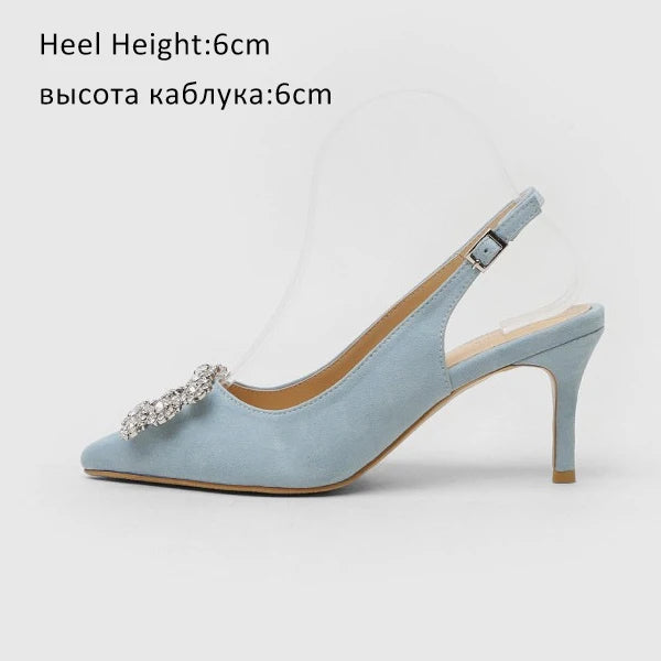 Pompes pour femmes Mode Dames Talons Hauts en Strass Chaussures en Cuir Souple Talons Chaussures Femme Bout Pointu Antidérapant Marque Grande Taille DE