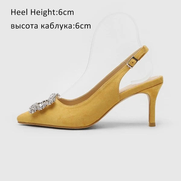 Pompes pour femmes Mode Dames Talons Hauts en Strass Chaussures en Cuir Souple Talons Chaussures Femme Bout Pointu Antidérapant Marque Grande Taille DE