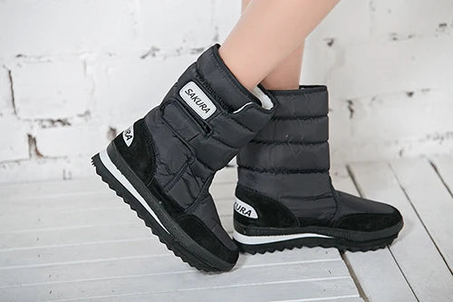 Bottes de neige chaudes pour femmes, marque tendance, hiver 2024, violet, chaussures plates, blanc, rouge, noir, jaune