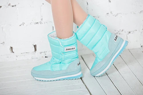 Bottes de neige chaudes pour femmes, marque tendance, hiver 2024, violet, chaussures plates, blanc, rouge, noir, jaune