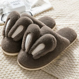 comemore 2021 New Women's Cotton Slippers Female Cute Cartoon Bunny Rabbit Ears Couple Plush Male Winter Home House Shoes Pink