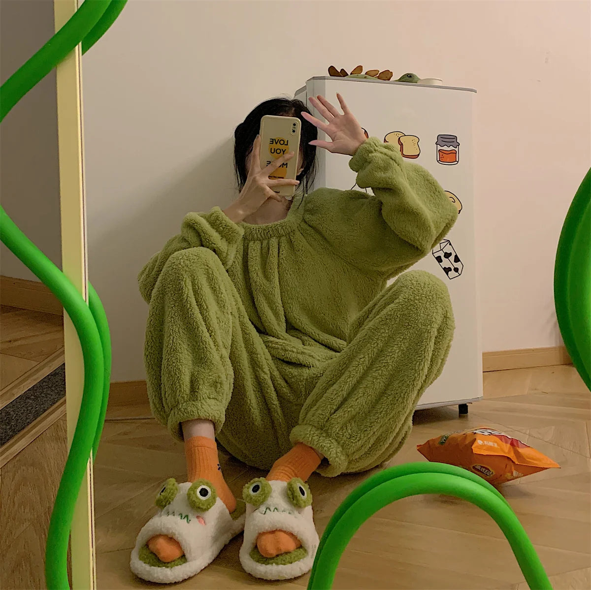2021 Winter Women Slipper Indoor Home Antiskid Cotton Slippers Frog Cartoon Cute Soft Bottom Warm Open Toe Plush Slippers Man