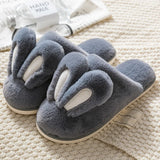 comemore 2021 New Women's Cotton Slippers Female Cute Cartoon Bunny Rabbit Ears Couple Plush Male Winter Home House Shoes Pink