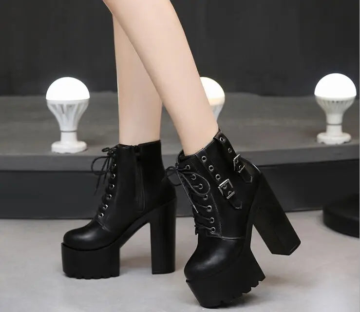 2025 Autumn new 14 cm thick with super high heel  boots sexy nightclub catwalk short boots casual knight boots