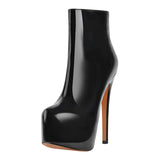 Onlymaker Women Ankle Boots Rounded Toe 16CM High Heel Black Side Zipper Slim Fashion Matte Plus Size Warm  Winter Booties