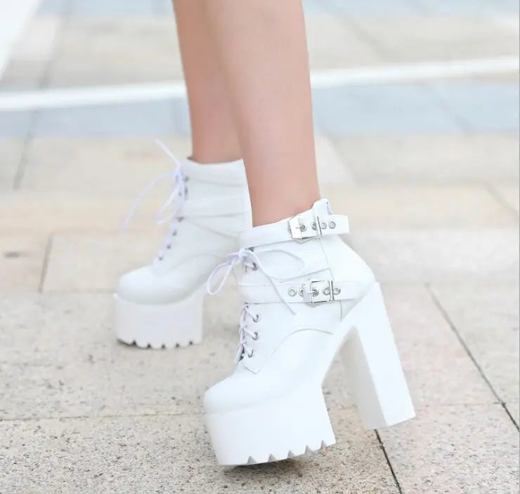 2025 Autumn new 14 cm thick with super high heel  boots sexy nightclub catwalk short boots casual knight boots