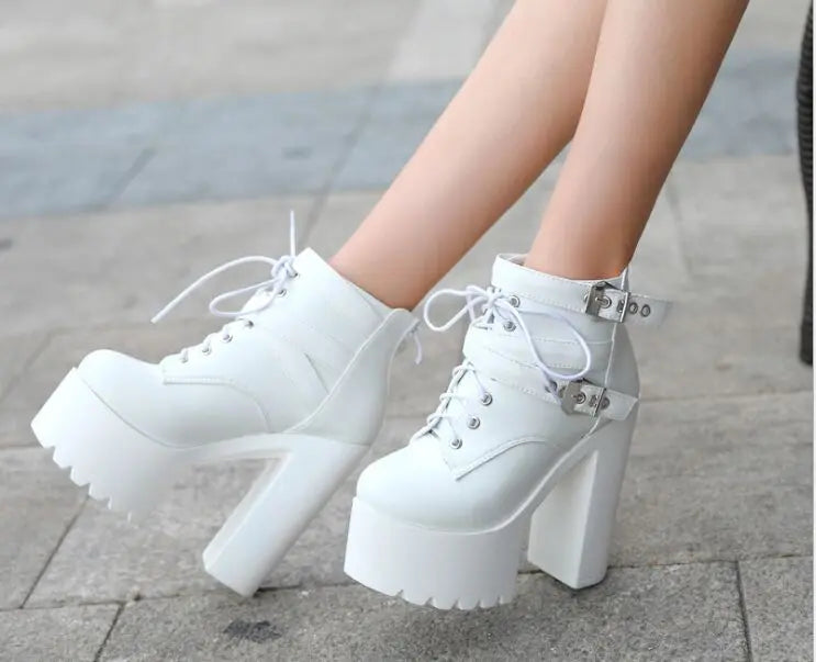 2025 Autumn new 14 cm thick with super high heel  boots sexy nightclub catwalk short boots casual knight boots