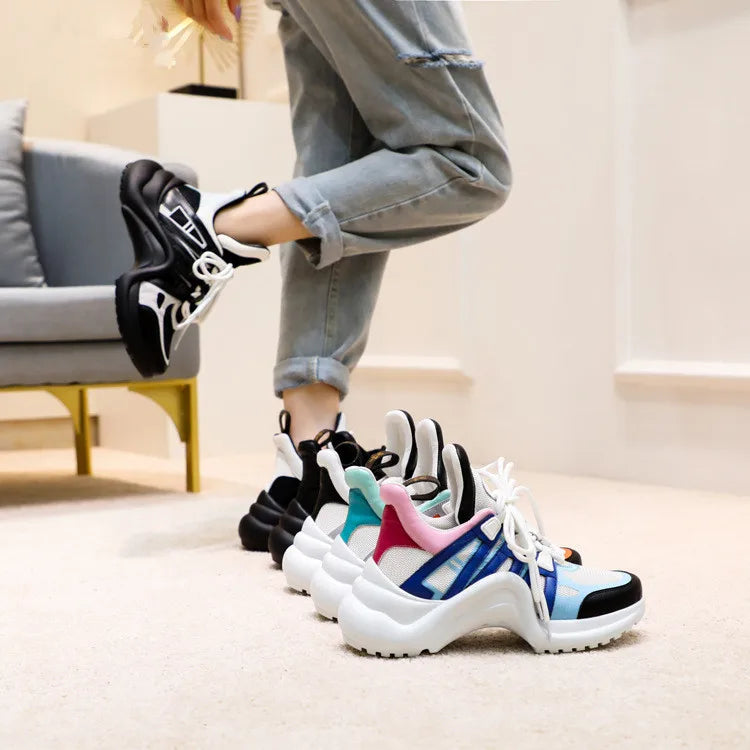 Women's Luxury Sneakers 2021 Ladies Fashion Spring Autumn Woman mesh Lace-up Sports Leisure Shoes High Quality Female Shoes
